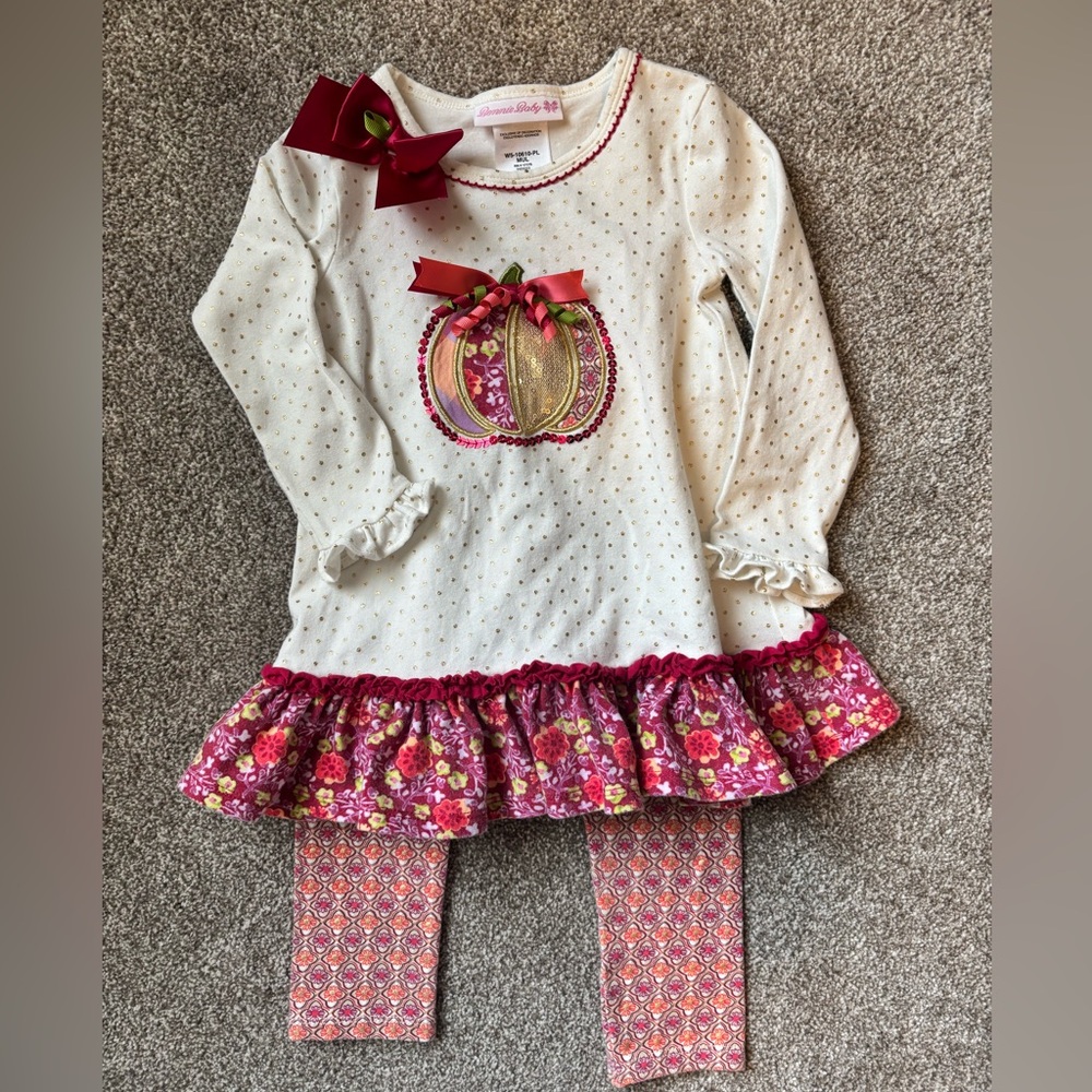 Rare Editions White and Pink Pumpkin Dress